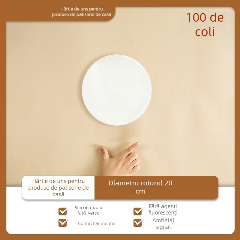 Hârtie de copt rezistentă la ulei pentru clătite făcute manual, de calitate alimentară, antiaderentă, pentru congelare, potrivită pentru cuptoare casnice și comerciale.