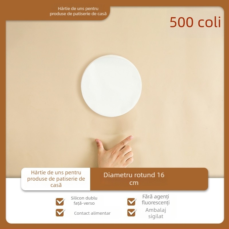 Hârtie de copt rezistentă la ulei pentru clătite făcute manual, de calitate alimentară, antiaderentă, pentru congelare, potrivită pentru cuptoare casnice și comerciale.