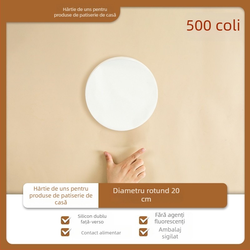 Hârtie de copt rezistentă la ulei pentru clătite făcute manual, de calitate alimentară, antiaderentă, pentru congelare, potrivită pentru cuptoare casnice și comerciale.
