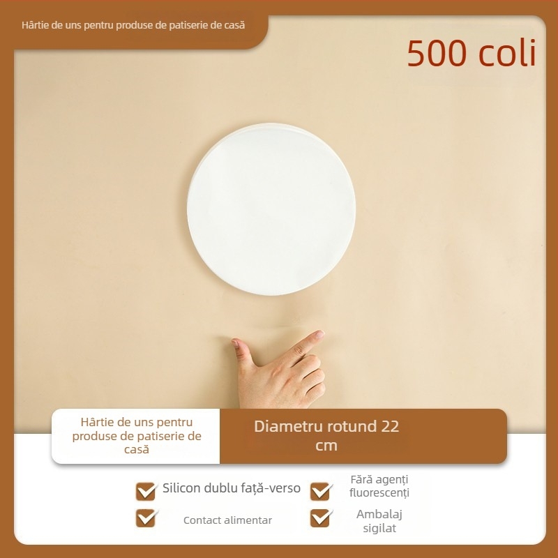 Hârtie de copt rezistentă la ulei pentru clătite făcute manual, de calitate alimentară, antiaderentă, pentru congelare, potrivită pentru cuptoare casnice și comerciale.