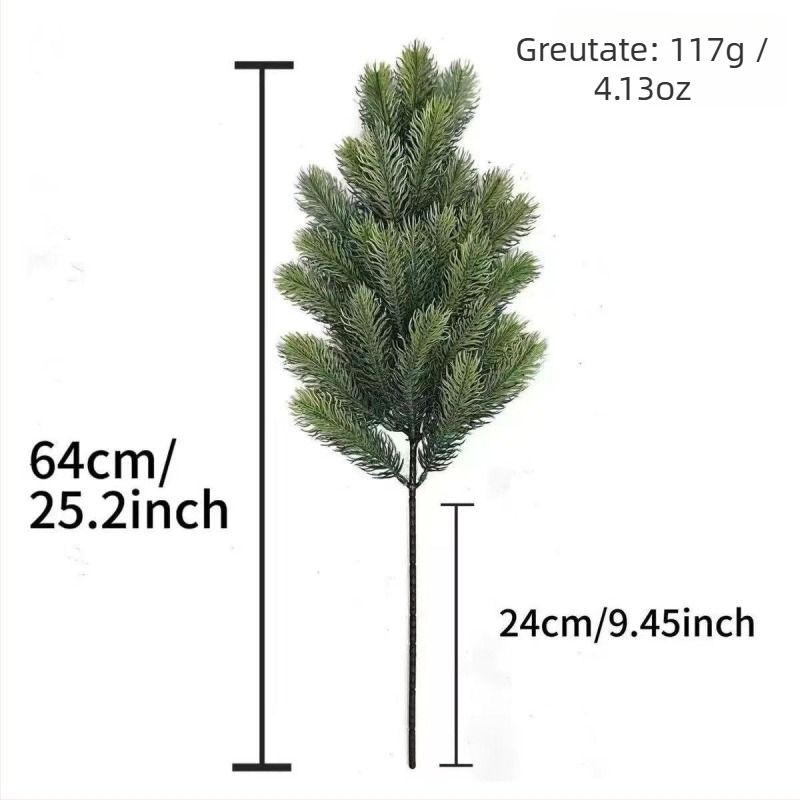 Verde artificială cu ace de pin, decor de Crăciun pentru casă, pom de perete de agățat