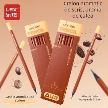 Lex/lexuan Creioane cu aromă de cafea, din lemn negru, 2B pentru copii, grafit fără plumb, rezistente la rupere