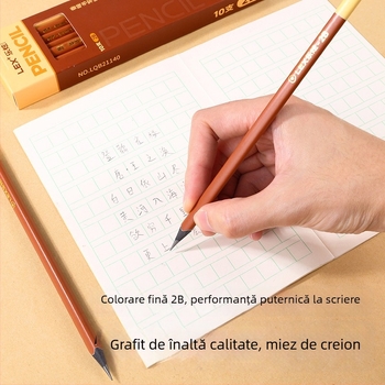 Lex/lexuan Creioane cu aromă de cafea, din lemn negru, 2B pentru copii, grafit fără plumb, rezistente la rupere