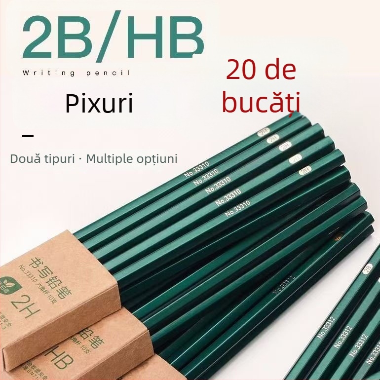 20 bucăți creioane 2B pentru elevi de școală primară și copii de grădiniță, formă hexagonală, potrivite pentru examene