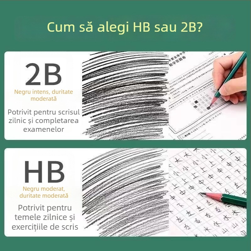20 bucăți creioane 2B pentru elevi de școală primară și copii de grădiniță, formă hexagonală, potrivite pentru examene