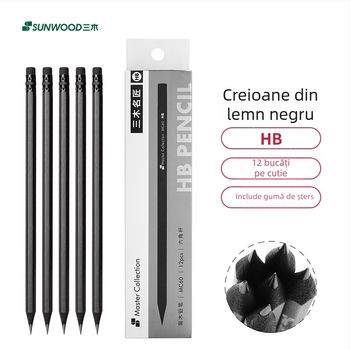 Creion hexagonal din lemn HB MC60 pentru elevi din ciclul primar - fără plumb, non-toxic, 2B