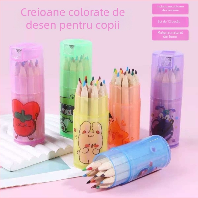 Set 12 creioane colorate pentru copii, grădiniță și școala primară – artă și desen, en gros