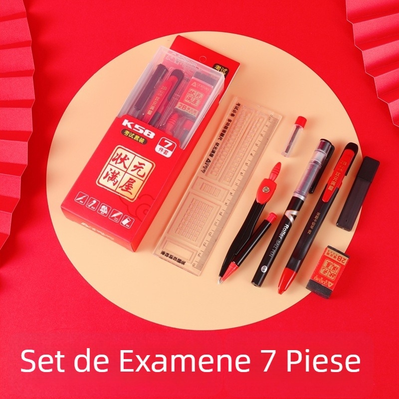 K58 Set de 7 piese pentru examene pentru elevi – creion B și pix gel pentru foi de răspuns