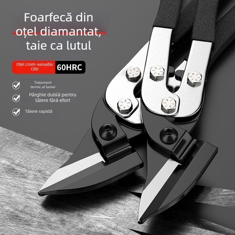 Foarfecă multifuncțională pentru tablă și foarfă de aviație pentru metal – tăiere tablă, grilaj de tavan și cadru din oțel ușor