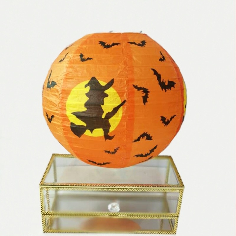 Felinar decorativ din hârtie pentru Halloween, dovleci pliabili cu mustăți, accesorii pentru o atmosferă înfricoșătoare, ornamente atârnate în formă de păianjen, realizat manual