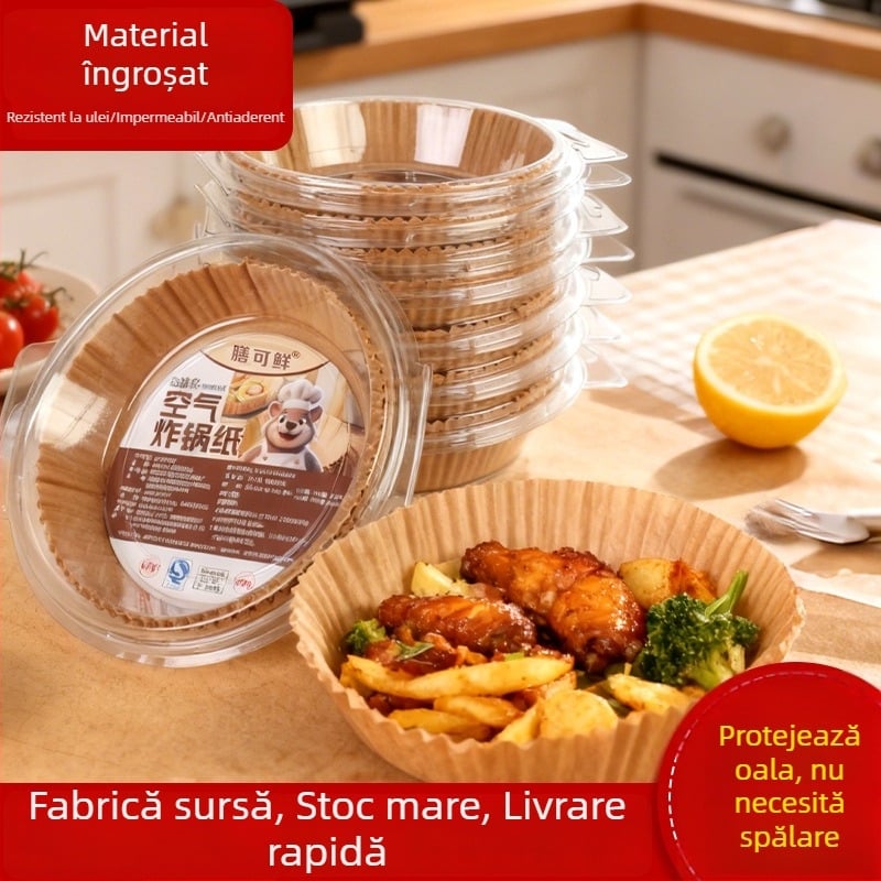 Hârtie de copt cu siliciu pentru air fryer, pătrată și rotundă, antiaderentă, absorbind ulei, pentru coacere în cuptor