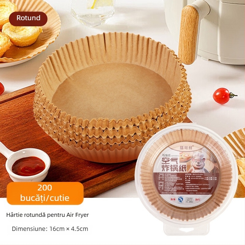 Hârtie de copt cu siliciu pentru air fryer, pătrată și rotundă, antiaderentă, absorbind ulei, pentru coacere în cuptor