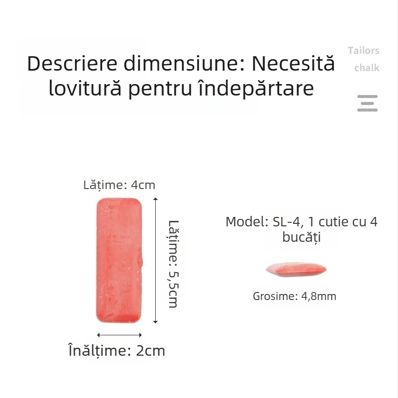 Creion cerat invizibil pentru textile — pulbere colorată de marcare pentru croitorie, într-o cutie mică