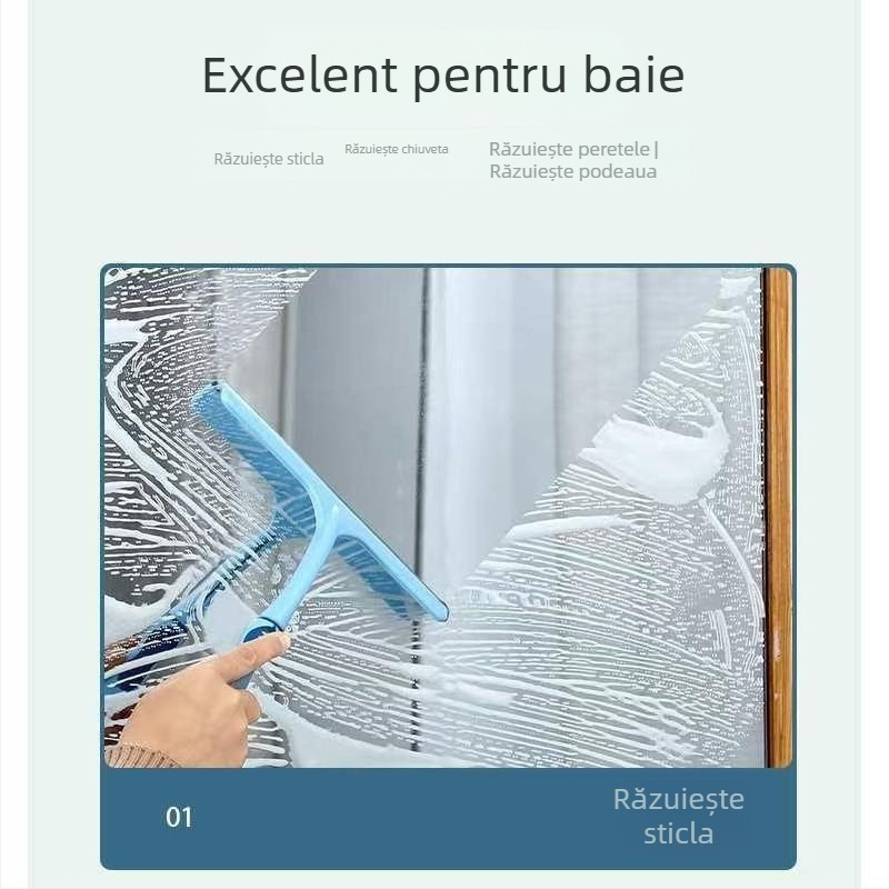 Ștergător din silicon pentru sticlă, instrument de curățare cu o singură față pentru baie și oglinzi