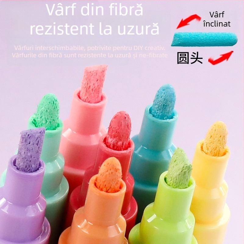 Marker lichid Macaron de 6 mm pentru afișe și graffiti, marker lavabil pentru tablă, solubil în apă, fără praf, marker pentru geamuri auto