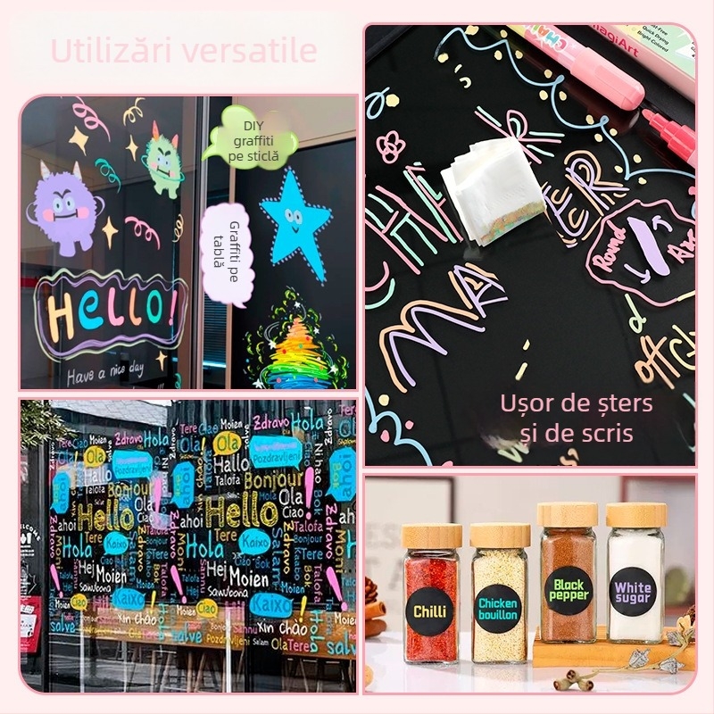 Marker lichid Macaron de 6 mm pentru afișe și graffiti, marker lavabil pentru tablă, solubil în apă, fără praf, marker pentru geamuri auto