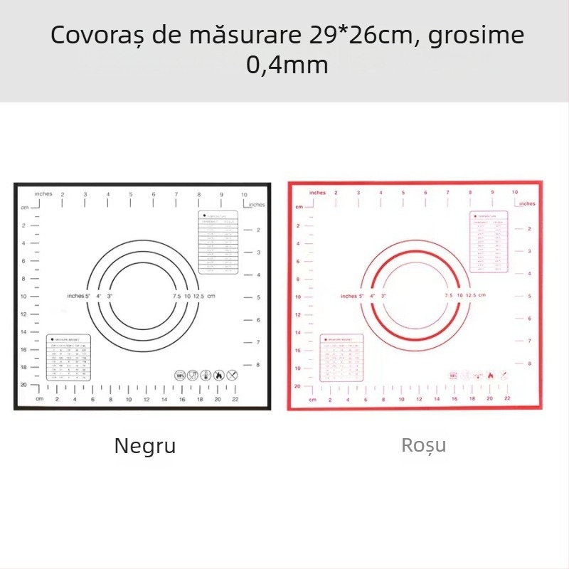 Covoraș mare din silicon pentru frământat în bucătărie, cu riglă și tocător