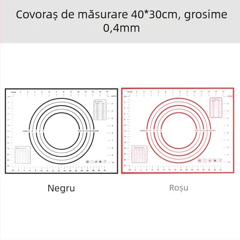 Covoraș mare din silicon pentru frământat în bucătărie, cu riglă și tocător