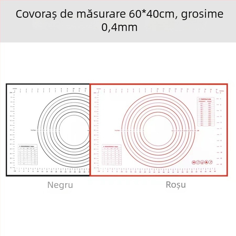 Covoraș mare din silicon pentru frământat în bucătărie, cu riglă și tocător