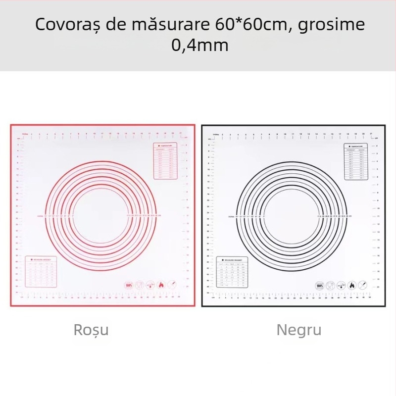 Covoraș mare din silicon pentru frământat în bucătărie, cu riglă și tocător