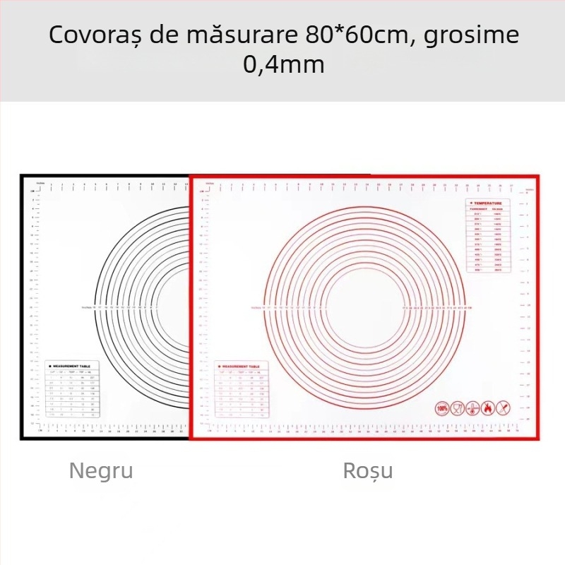 Covoraș mare din silicon pentru frământat în bucătărie, cu riglă și tocător