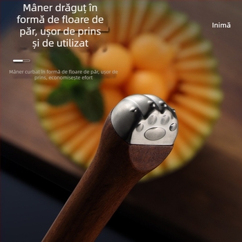 Instrument pentru fructe din oțel inoxidabil 304, cu mâner în formă de labă de pisică – scobire fructe, decojire, zdrobire cartofi