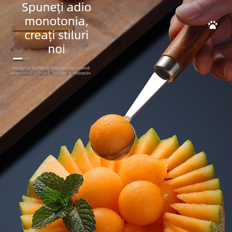 Instrument pentru fructe din oțel inoxidabil 304, cu mâner în formă de labă de pisică – scobire fructe, decojire, zdrobire cartofi