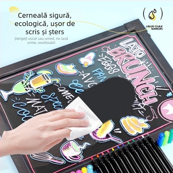Marker de cretă lichidă, șters rapid, fără praf, solubil în apă, 12 culori, vârf rotund, pentru tablă albă și tablă neagră, compatibil cu panou LED