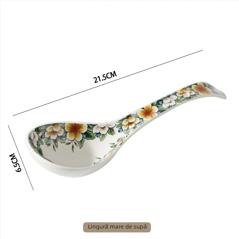 Set de veselă din porțelan Qimenghua, finisaj mat, boluri, farfurii și platouri, capacitate mare pentru orez, tăiței și supă, model cu plante și flori, stil pastoral, formă rotundă, compatibil cu microunde