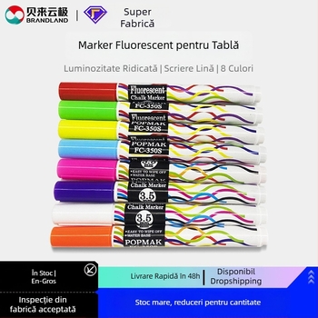 Markeri de cretă lichidă, ștergători, pentru copii, 8 culori, fără praf, pentru table albe și table negre, culori fluorescente