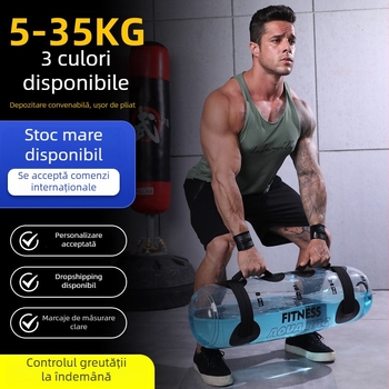 Geantă cilindrică transparentă pentru fitness, umplută cu apă, PVC, 1 kg