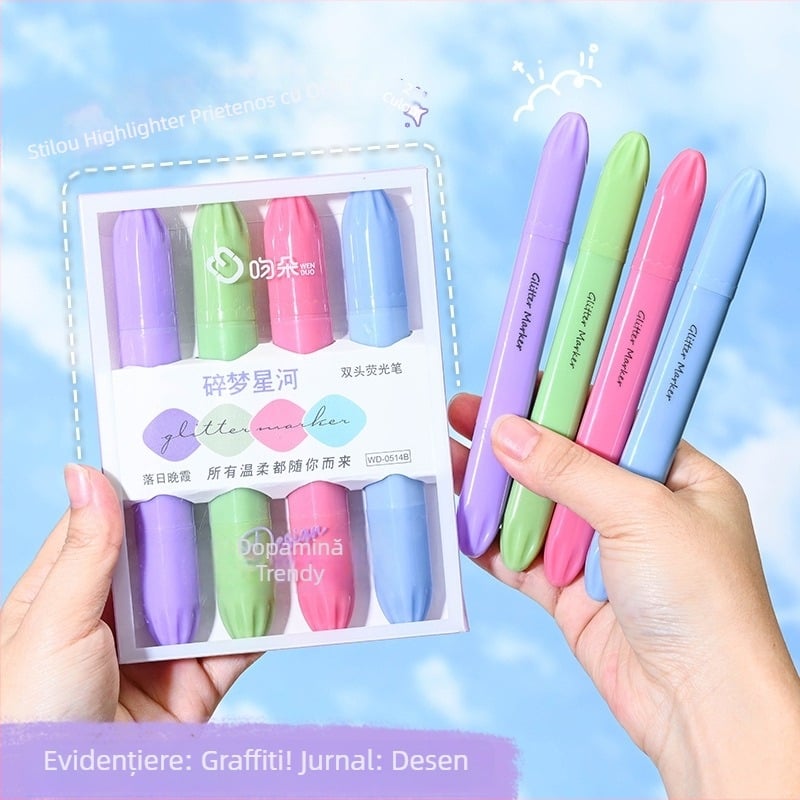 Marker highlighter cu două capete pentru elevi, protecția ochilor, evidențiere colorată