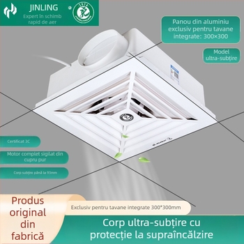 Golden Ling ventilator de evacuare încorporat în tavan, ultra-subțire, 300x300 mm, bucătărie și baie, model BPT10-12-1D, carcasă ABS, control mecanic