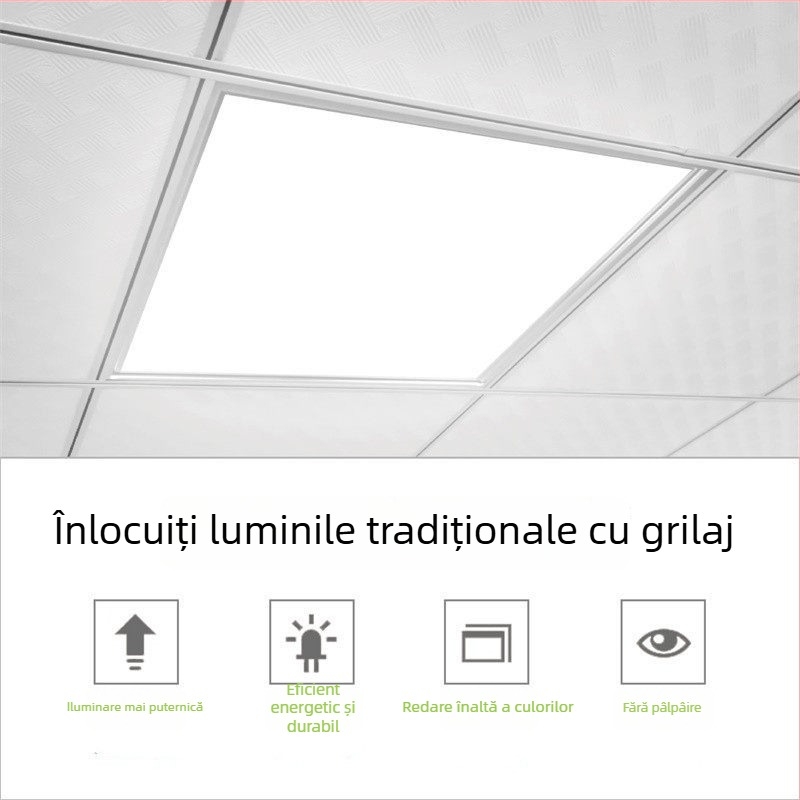 Panou LED încastrat pentru tavan 600x600, 60x60, placă din gips-carton cu fibră minerală