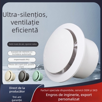 Ventilator de evacuare pentru baie, tip fereastră, silențios, cu cap de ciupercă, montat pe perete, impermeabil