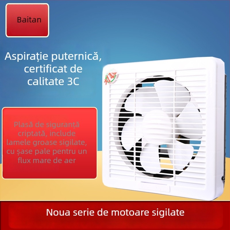 Baitan APB-250 Ventilator de evacuare pentru fereastră, cu plasă, 10 inci, pentru casă, bucătărie și baie