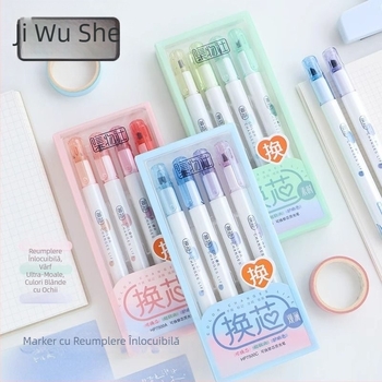 Collection Club stilou fluorescent cu refili înlocuibili, vârf ultra-moale, protecție pentru ochi, stilou pentru jurnal, marker de evidențiere pentru elevi, set de 4