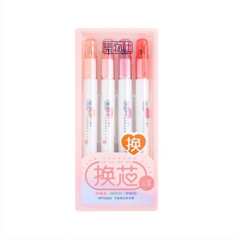 Collection Club stilou fluorescent cu refili înlocuibili, vârf ultra-moale, protecție pentru ochi, stilou pentru jurnal, marker de evidențiere pentru elevi, set de 4