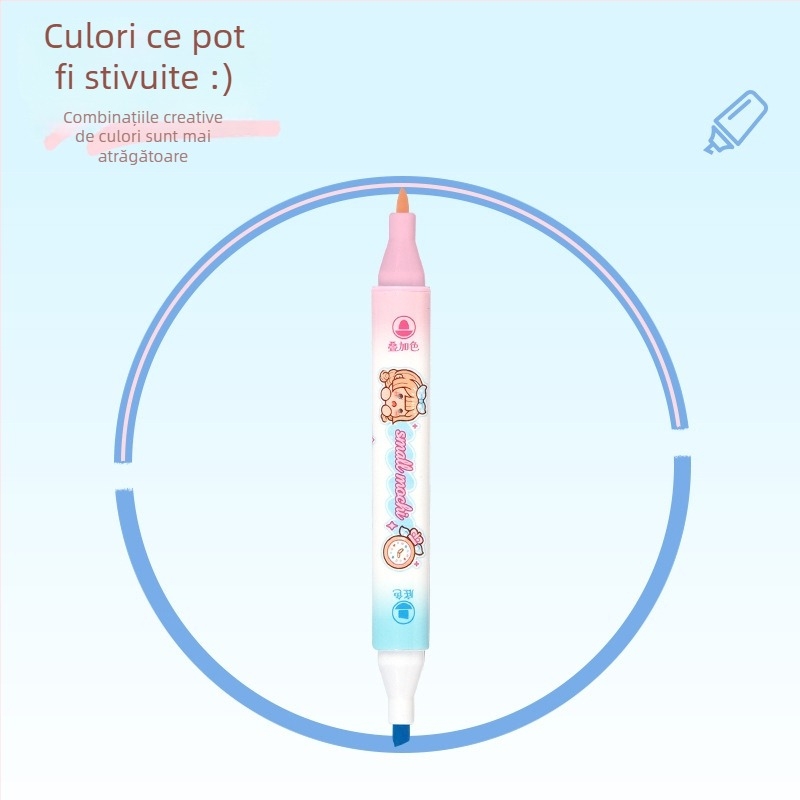 Small Mochi 6-pack marker cu capete duale ștersibil pentru elevi