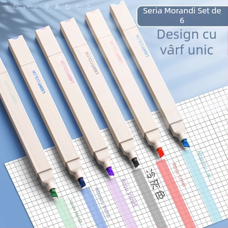 Marker fluorescent pentru note, marker colorat pentru elevi și copii, corp din plastic