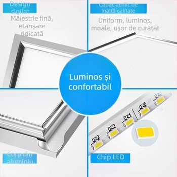 Panou de plafon din aliaj de aluminiu, panou plat ultra-subțire cu emisii laterale, încastrat, iluminare de înaltă intensitate pentru bucătărie și baie