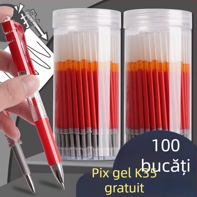 Refil gel negru 0,5 mm pentru stilou, vârf de bilă, capacitate mare