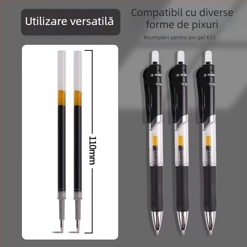 Refil gel negru 0,5 mm pentru stilou, vârf de bilă, capacitate mare