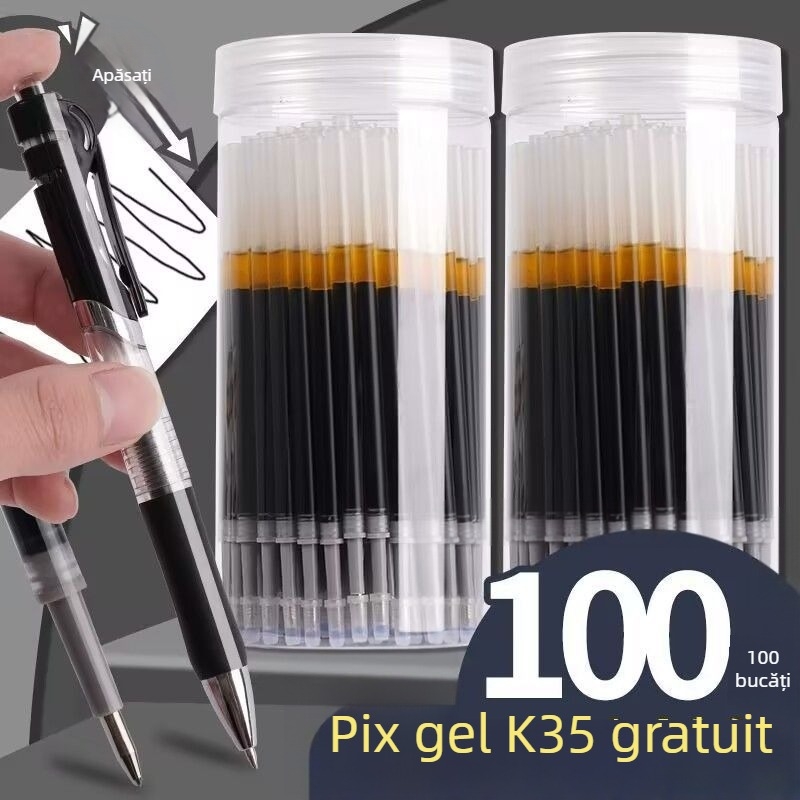 Refil gel negru 0,5 mm pentru stilou, vârf de bilă, capacitate mare