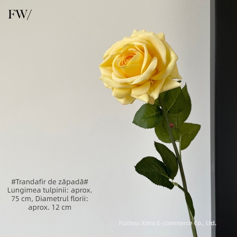 Trandafiri artificiali – Munții Zăpezii, atingere premium, decor pentru living, buchet de mână, recuzită pentru fotografii