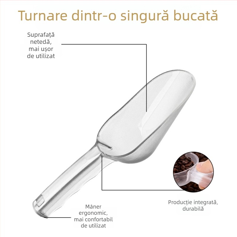 Lingură de plastic PC pentru gheață, lingură pentru orez și cereale, lingură mare, transparentă pentru popcorn, bucătărie și catering