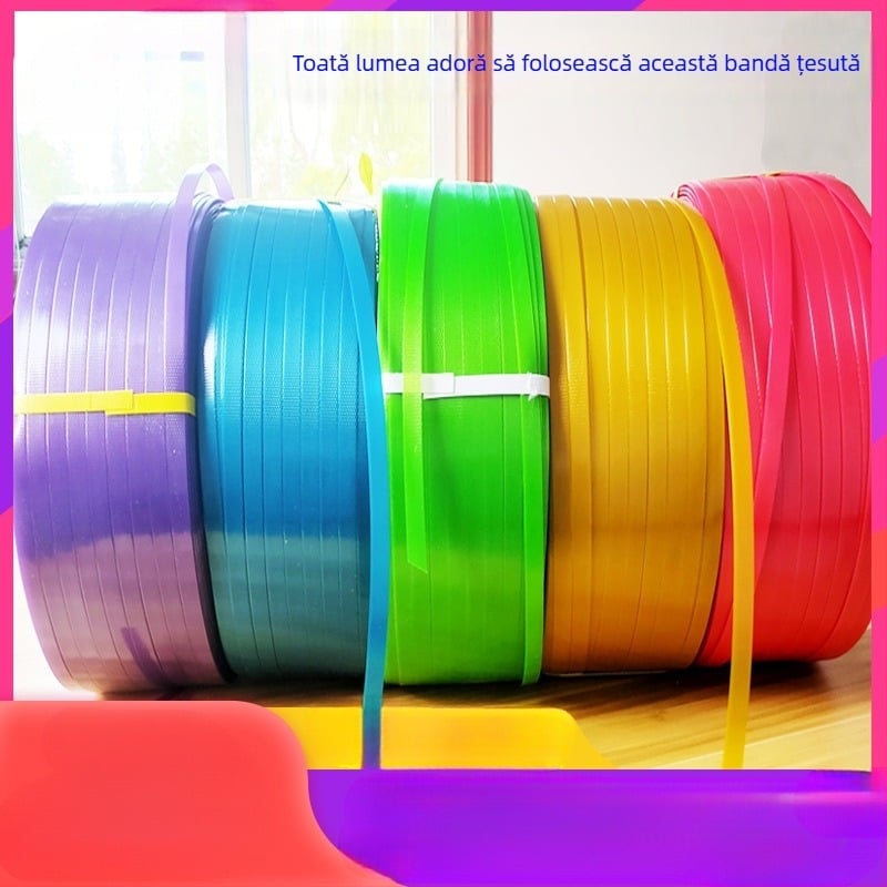 Bandă de ambalare din nylon, împletită, 650 m pe rolă, 10 kg pe rolă, rezistență la tracțiune 246 kg, mai multe culori