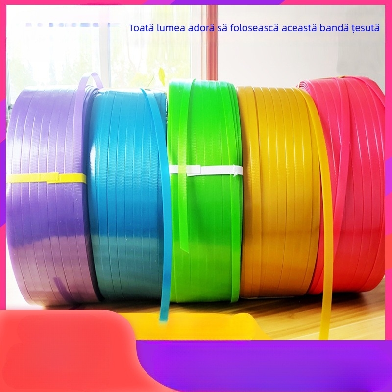 Bandă de ambalare din nylon, împletită, 650 m pe rolă, 10 kg pe rolă, rezistență la tracțiune 246 kg, mai multe culori