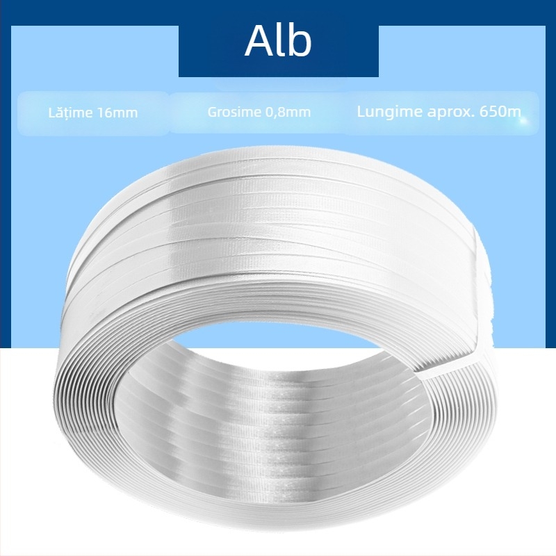 Bandă de ambalare din nylon, împletită, 650 m pe rolă, 10 kg pe rolă, rezistență la tracțiune 246 kg, mai multe culori