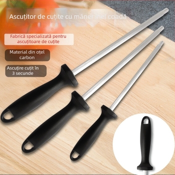 Bară de ascuțit manuală cu mâner în formă de inel, duritate înaltă, instrument profesional cu granulație diamantată pentru ascuțirea cuțitelor, portabil